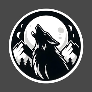 Wolf Howling At The Moon Black T-Shirt