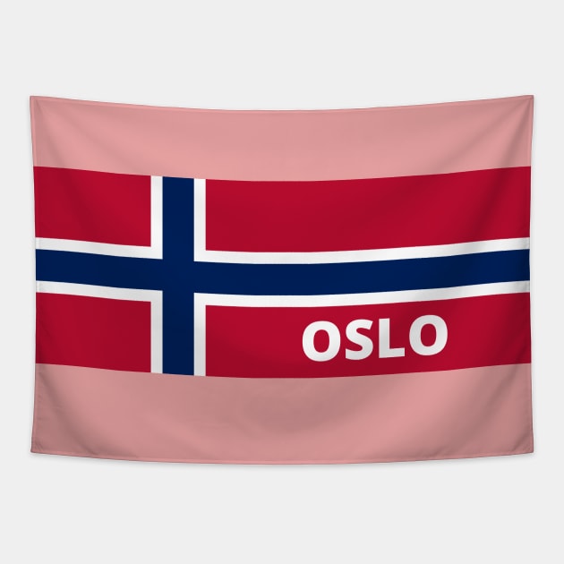 Oslo City in Norwegian Flag Tapestry by aybe7elf