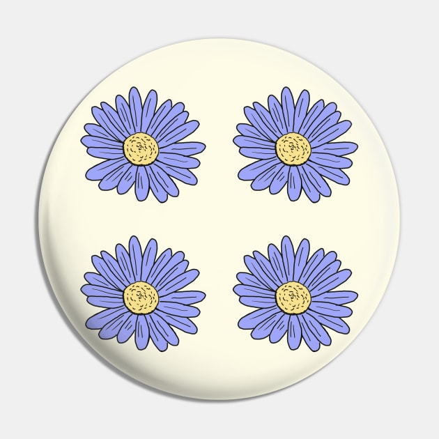 Blue Daisy Doodle Pack Pin by NatureGlow