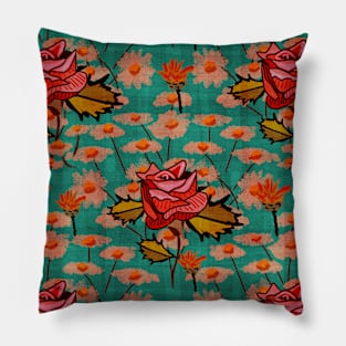 Psychedelic rose garden Pillow