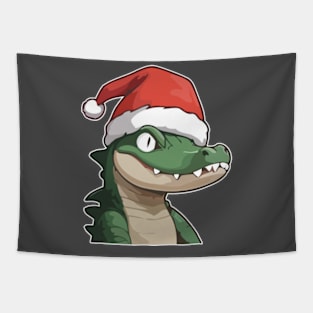 Crocodile with Christmas Hat Tapestry