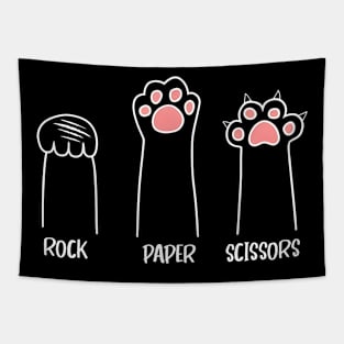 Rock paper scissors hand game cute pew funny cat Tapestry