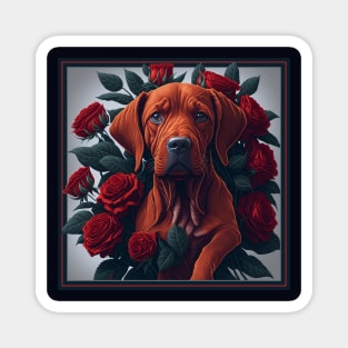 Vizsla red roses 2 Magnet