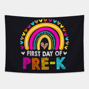 First Day Of Pre K Back To School Leopard Rainbow Girl Tapestry