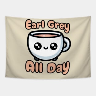 Earl Grey All day! Cute Tea Cup Cartoon Tapestry