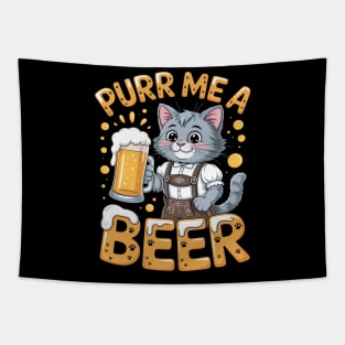 British Longhair Cat Bavarian Drinking Beer Purr Me A Beer Tapestry