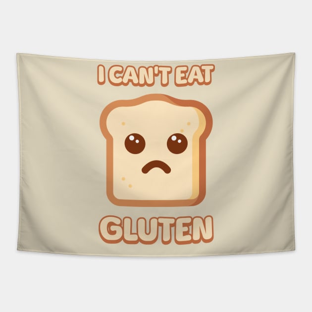 I Cant Eat Gluten Cute Bread Cartoon Tapestry by Cute And Punny