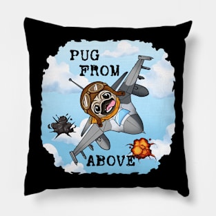 Pug Fighter: The Aerial Warlord Unleashed Pillow