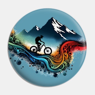 Retro Colorful Downhill Mountain Biker Pin