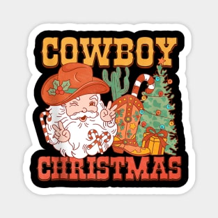 Western Country Cowboy Christmas - Santa Claus Retro Vintage Magnet