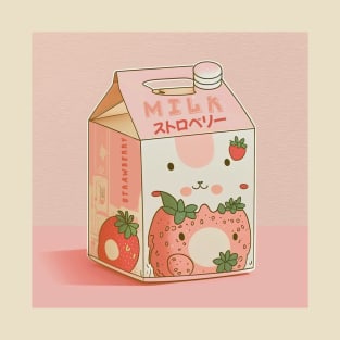 Anime Strawberry milk carton aesthetic kawaii T-Shirt