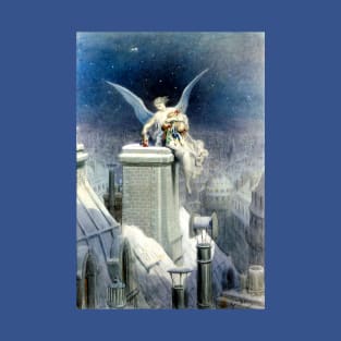 Christmas Eve - Gustave Dore Angel on snowy chimney T-Shirt