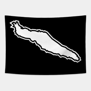 Texada Island White Outlined Silhouette - Simple and Classic - Texada Island Tapestry