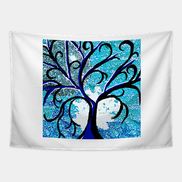 The Silver Moon Tree Tapestry by Overthetopsm