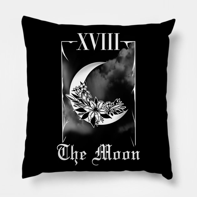 The Moon Tarot Pillow by tokyorosetattoo