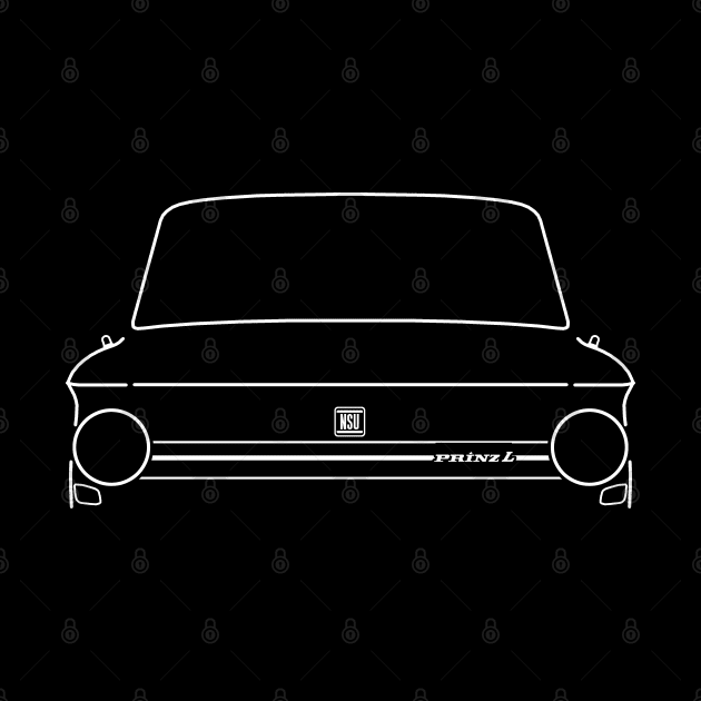 NSU Prinz 4 classic car white outline graphic by soitwouldseem