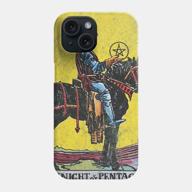 Knight of pentacles tarot card (distressed) Phone Case by Nate's World of Tees