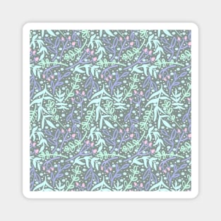 Botanicals and Dots - Hand Drawn Design - Pastel Purple, Green, Blue, and Pink Magnet