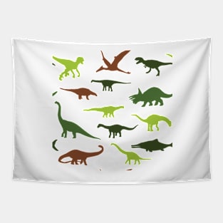 Green cute dinosauruses Tapestry