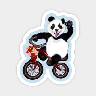 Panda bear on a tricycle bicycle- cute kawaii cuddly panda bear Magnet