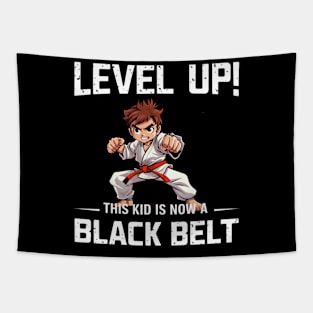 Level Up This Kid Is Now A Black Belt - Karate Martial Arts Tapestry