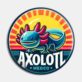 cute Axolotl Mexico at Retro Vintage Sunshine Pin