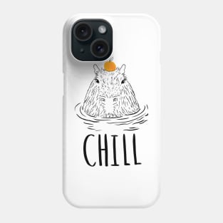 Capybara with Mandarin orange Illustration Chill out Phone Case