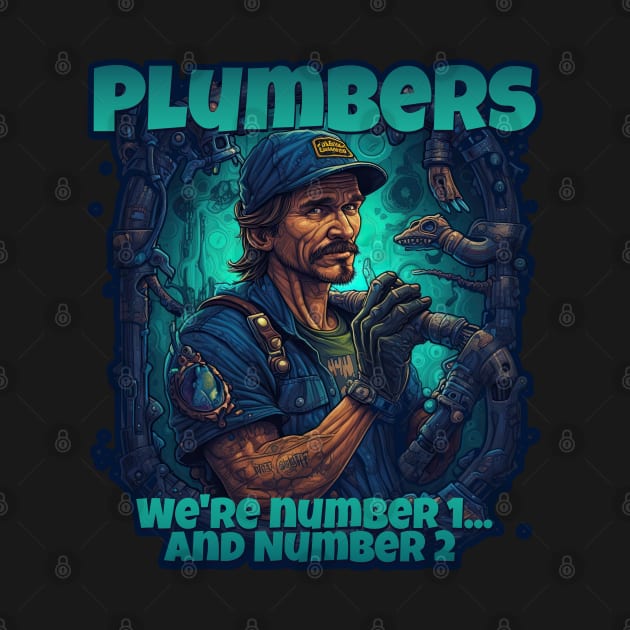 Plumbers: We're Number 1... And Number 2 Funny Plumber Design by DanielLiamGill