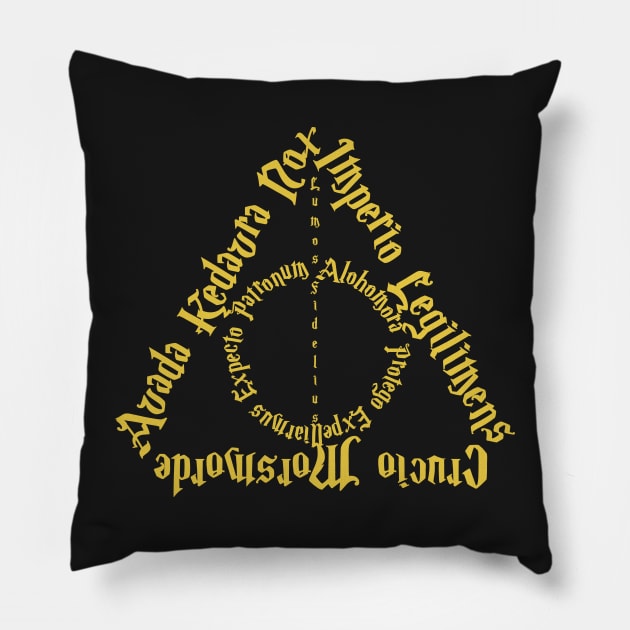 Gold Script Bold Design Pillow by Ta'veren Tavern