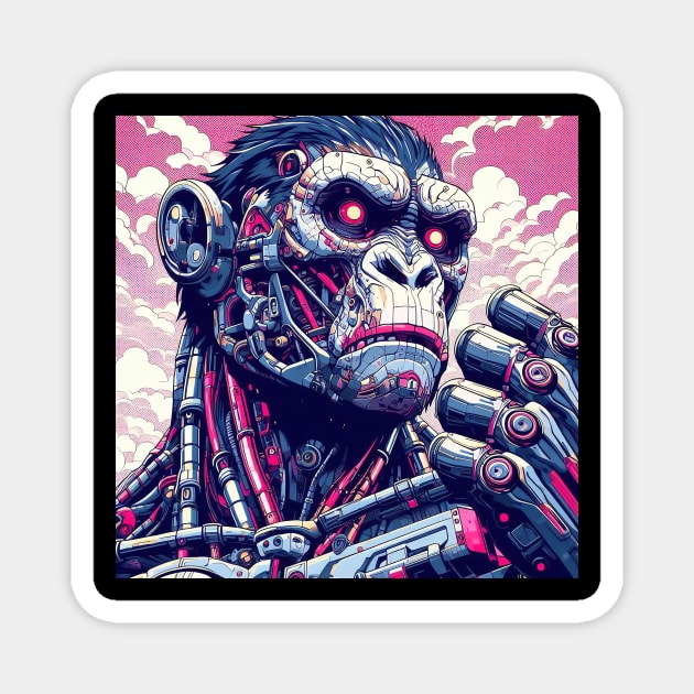 Cyborg Monkey Magnet by Cyber Prints