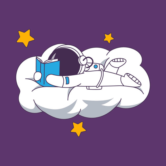 The Astronaut collection reading on the cloud by Book lover design 