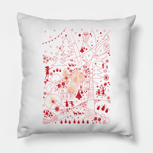 winter holidays Pillow by aanygraphic