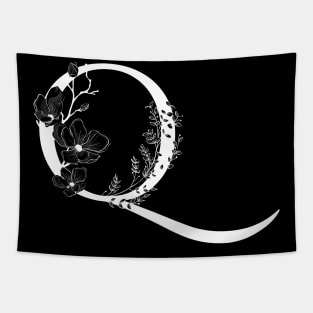 Letter Q Monogram - Floral Initial Tapestry