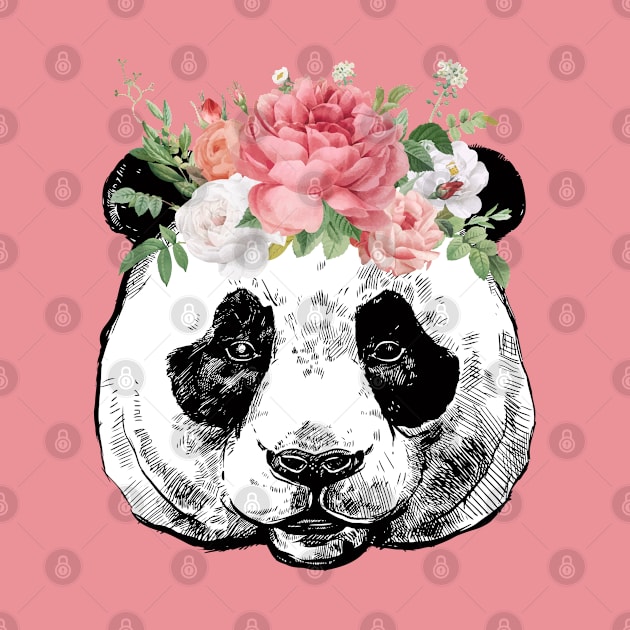 Panda Bear and Bouquet Pop Art by Katheryn's Studio