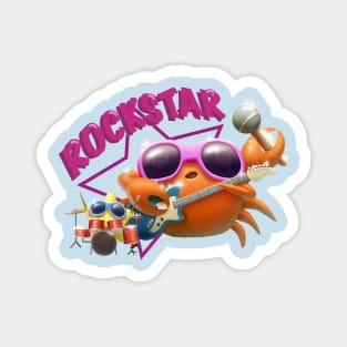 Cute Crab and Starfish Rock Star Band Magnet