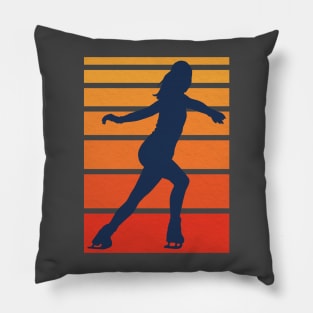 Vintage Ice Skating Silhouette Pillow