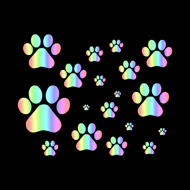 Pastel Rainbow Pawprint Pattern by Art by Deborah Camp