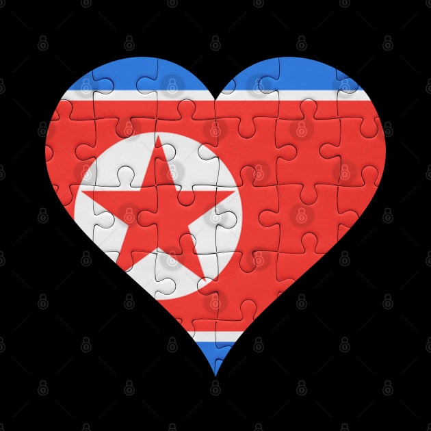 North Korean Jigsaw Puzzle Heart Design - Gift for North Korean With North Korea Roots by Country Flags