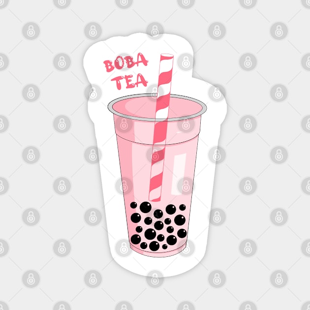 Pink Boba Tea Magnet by smoochugs