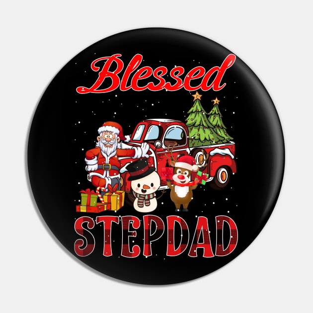 Blessed Stepdad Red Plaid Christmas Pin by intelus