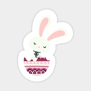 Easter rabbit in a pastel pink and maroon egg shell. Magnet