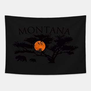 Montana Tree and Grizzlies Tapestry