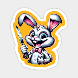 Bunny Holding a Knife Magnet