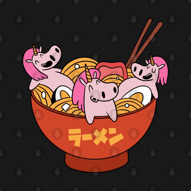 Unicorns In Ramen Bowl Eating Ramen by OnepixArt