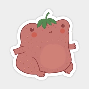 Strawberry Cute Chubby Toad,  Pastel Pink Kawaii Cottagecore Aesthetic Frog Magnet