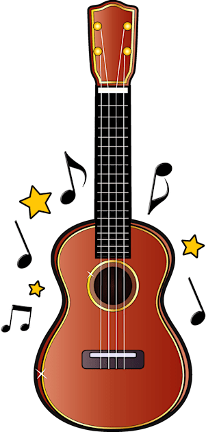 Ukulele with Notes and Stars Kids T-Shirt by PenguinCornerStore