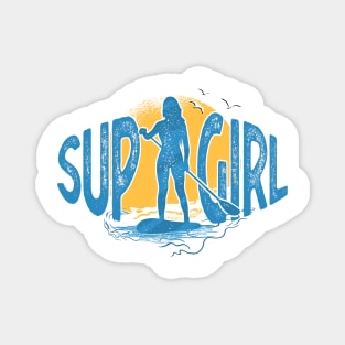 SUP Girl Standup Paddle Board Vintage Gift Magnet