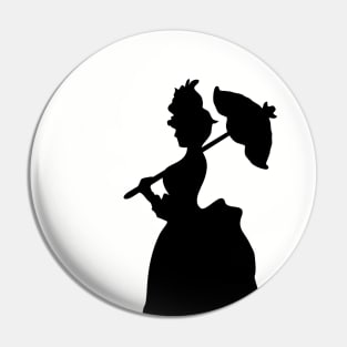 Victorian Woman Silhouette- black & white gown Pin