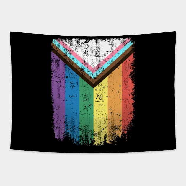 LGBTQIA+ Progress Pride Flag Ally Pride Month Tapestry by RetroPrideArts