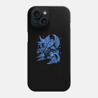 evil armored knight in blue art ecopop cartoon Phone Case